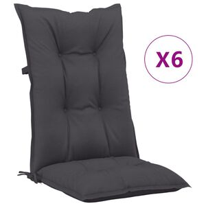 vidaXL Coussins de chaise de jardin à dossier haut lot de 6 anthracite