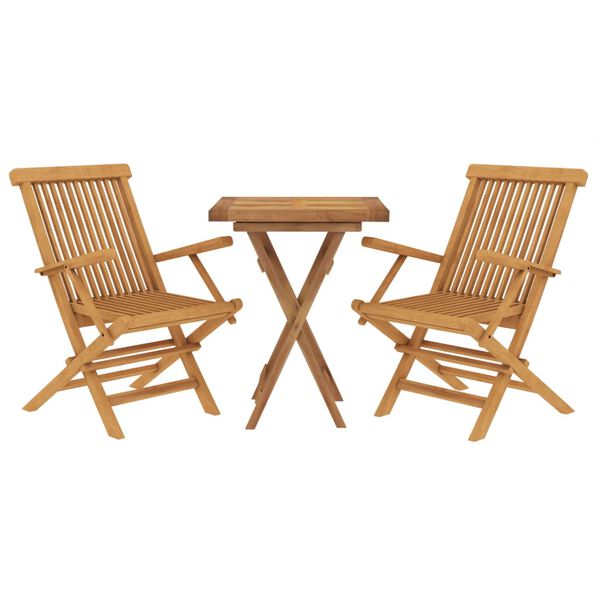 vidaXL Ensemble &agrave; manger de jardin 3 pcs Bois de teck massif