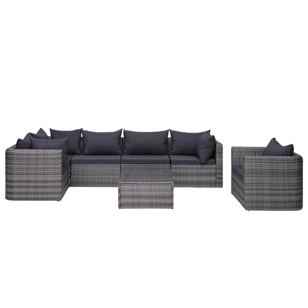 vidaXL Salon de jardin 7 pcs et coussins et oreillers R&eacute;sine tress&eacute;e
