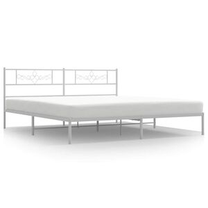 vidaXL Cadre de lit m&eacute;tal sans matelas et t&ecirc;te de lit blanc 193x203 cm