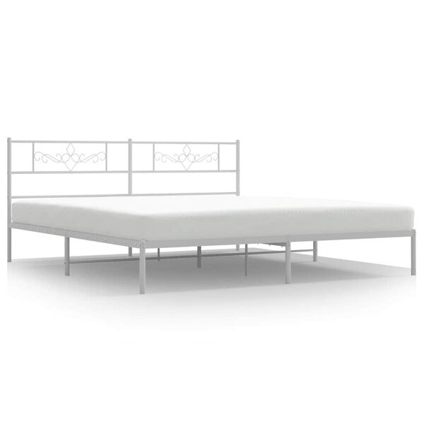 vidaXL Cadre de lit m&eacute;tal sans matelas et t&ecirc;te de lit blanc 193x203 cm