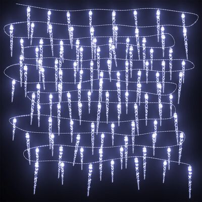 vidaXL Guirlande lumineuse à glaçons de Noël 100 pcs blanc acrylique