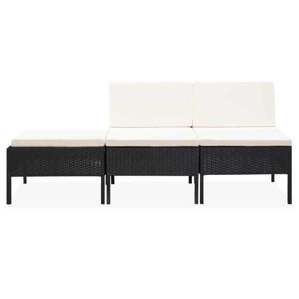 vidaXL Salon de jardin 3 pcs avec coussins R&eacute;sine tress&eacute;e Noir