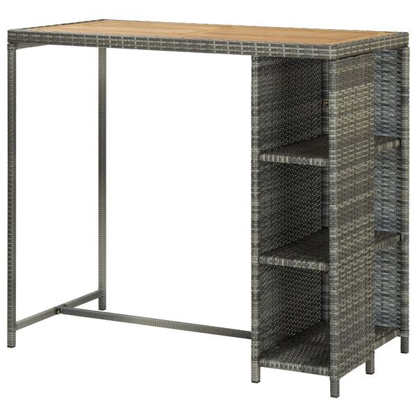 vidaXL Table de bar avec rangement Gris 120x60x110 cm R&eacute;sine tress&eacute;e
