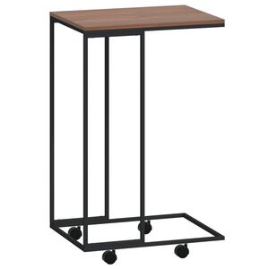 vidaXL Table d'appoint avec roues Noir 40x30x63,5 cm Bois d'ing&eacute;nierie