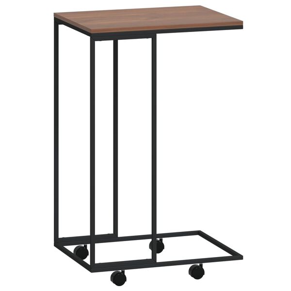 vidaXL Table d'appoint avec roues Noir 40x30x63,5 cm Bois d'ing&eacute;nierie