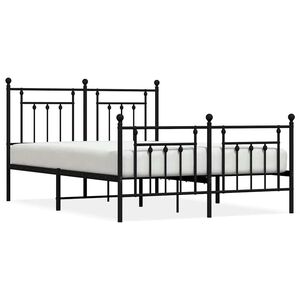 vidaXL Cadre de lit m&eacute;tal sans matelas avec pied de lit noir 150x200cm