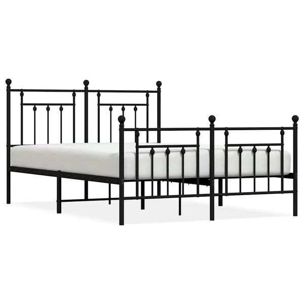 vidaXL Cadre de lit m&eacute;tal sans matelas avec pied de lit noir 150x200cm