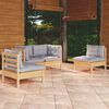 vidaXL Salon de jardin 4 pcs avec coussins gris Bois de pin massif