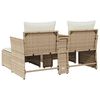 vidaXL Canap&eacute; de jardin 2 places avec tabourets beige r&eacute;sine tress&eacute;e