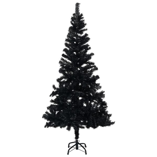 vidaXL Sapin de No&euml;l artificiel pr&eacute;-&eacute;clair&eacute; et support noir 240 cm PVC
