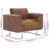 vidaXL Fauteuil cube marron similicuir daim
