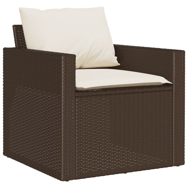 vidaXL Salon de jardin 4 pcs avec coussins marron r&eacute;sine tress&eacute;e