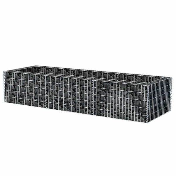 vidaXL Lit sur&eacute;lev&eacute; &agrave; gabion Acier 270x90x50 cm