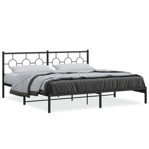 vidaXL Cadre de lit m&eacute;tal sans matelas avec t&ecirc;te de lit noir 193x203cm