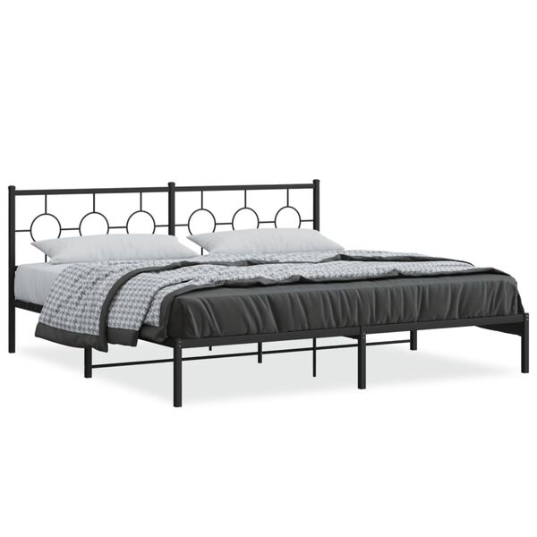 vidaXL Cadre de lit m&eacute;tal sans matelas avec t&ecirc;te de lit noir 193x203cm