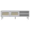 vidaXL Meuble TV SENJA aspect rotin blanc 158x40x49cm bois massif pin