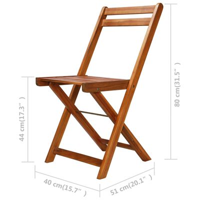 vidaXL Chaises de bistro d'extérieur lot de 2 Bois d'acacia solide