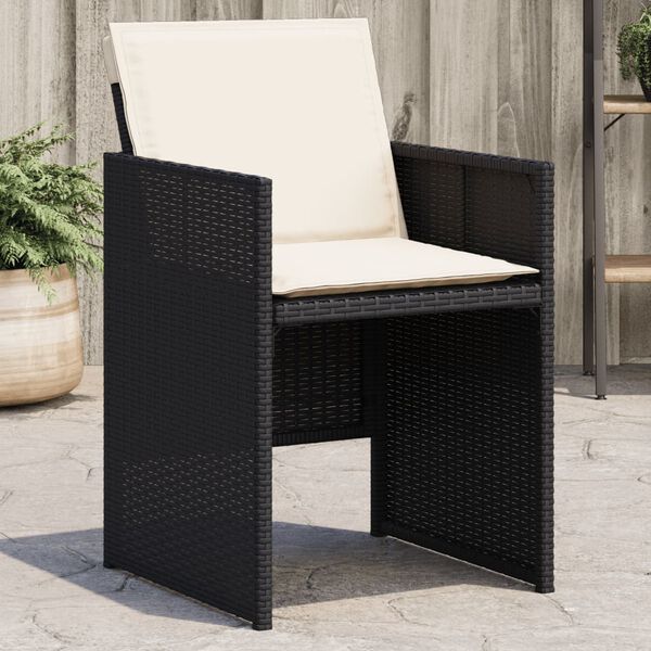 vidaXL Chaises de jardin lot de 4 avec coussins noir r&eacute;sine tress&eacute;e