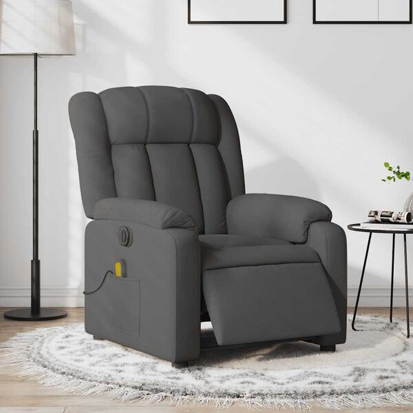 vidaXL Fauteuil inclinable de massage &eacute;lectrique gris fonc&eacute; tissu