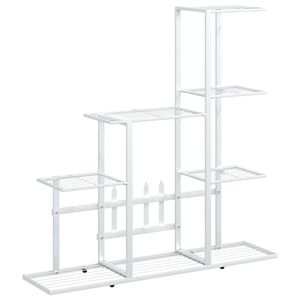 vidaXL Support pour plantes 94,5x25x88 cm Blanc M&eacute;tal