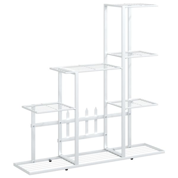 vidaXL Support pour plantes 94,5x25x88 cm Blanc M&eacute;tal