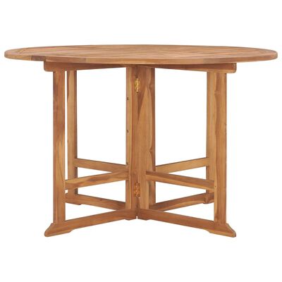 vidaXL Table à dîner de jardin pliable Ø110x75 cm Bois massif de teck