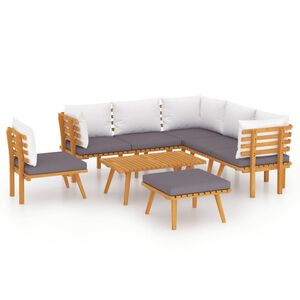 vidaXL Salon de jardin 8 pcs avec coussins Bois d'acacia solide