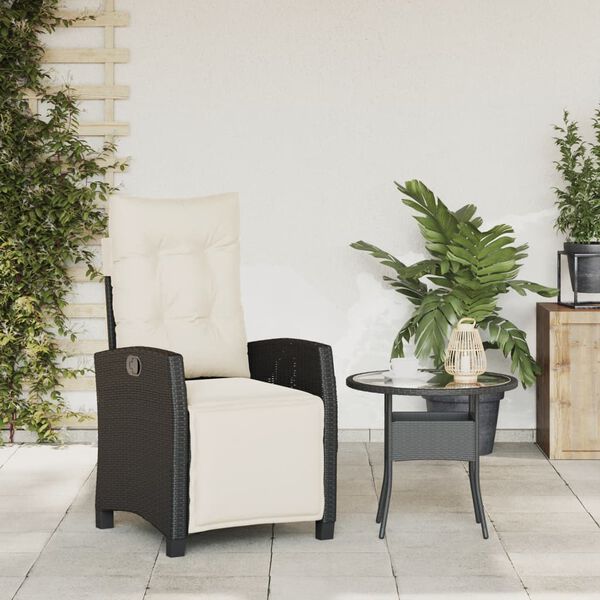 vidaXL Chaise inclinable de jardin et repose-pied noir r&eacute;sine tress&eacute;e