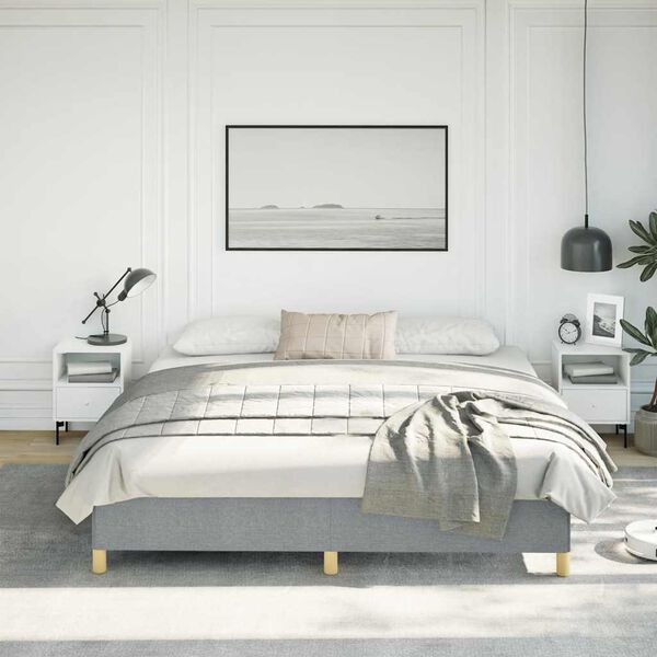 vidaXL Cadre de lit gris clair 193x203 cm tissu