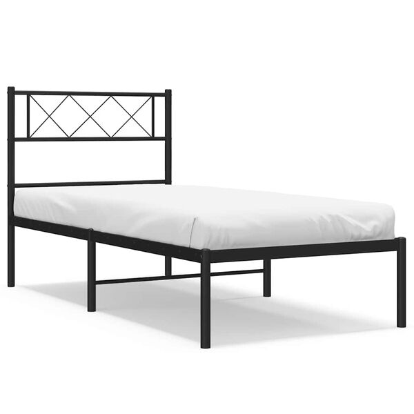 vidaXL Cadre de lit métal sans matelas avec tête de lit noir 100x200cm