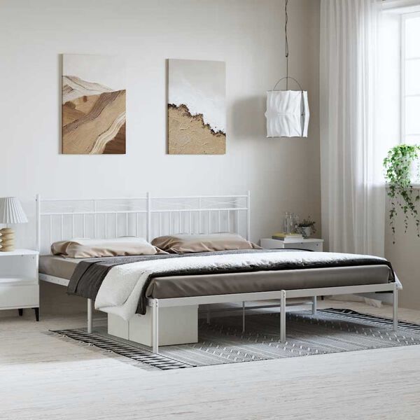 vidaXL Cadre de lit métal sans matelas et tête de lit blanc 183x213 cm