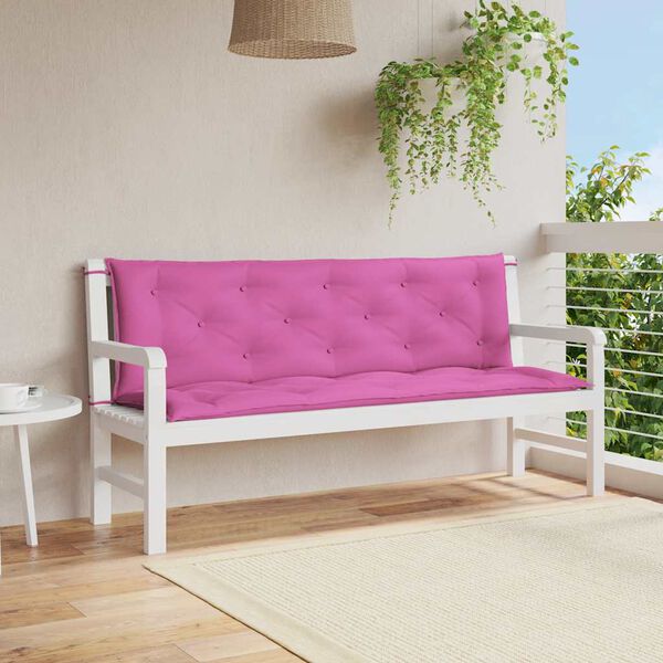 vidaXL Coussins de banc de jardin lot de 2 rose 150x50x7 cm tissu
