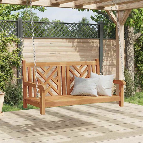 vidaXL Banc Balançoire Marron 114 x 60 x 64 cm Bois de teck solide