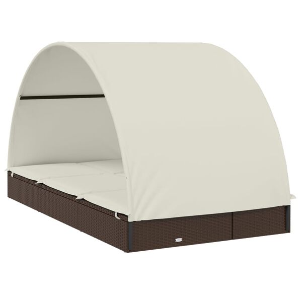 vidaXL Transat 2 places avec toit rond marron 211x112x140 cm