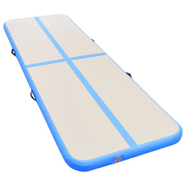 vidaXL Tapis gonflable de gymnastique avec pompe 400x100x10cm PVC Bleu