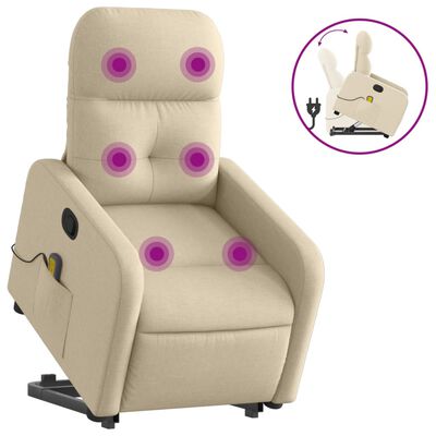 vidaXL Fauteuil inclinable de massage crème tissu