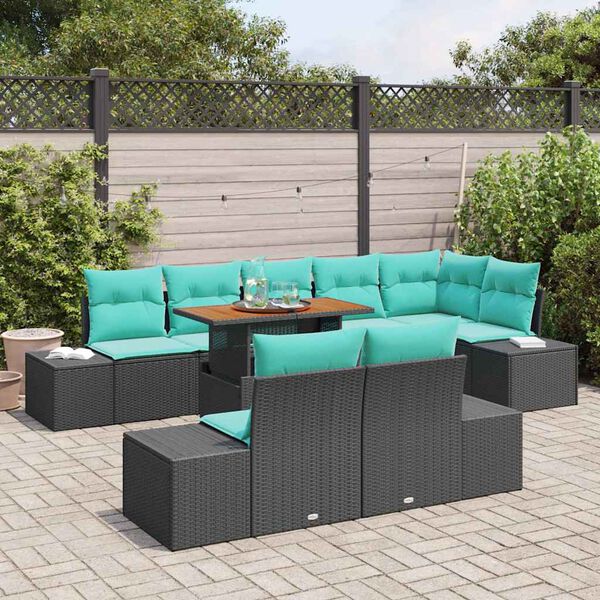 vidaXL Ensemble de salle &agrave; manger pour jardin 9 pcs Noir et Sarcelle