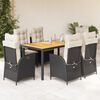 vidaXL Ensemble &agrave; manger de jardin coussins 7pcs Noir R&eacute;sine tress&eacute;e