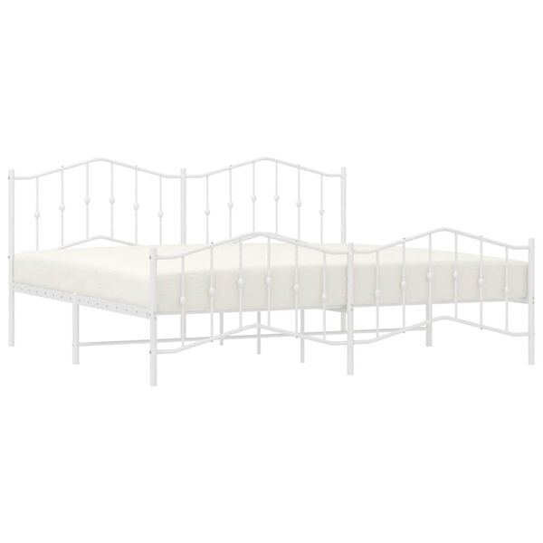 vidaXL Cadre de lit m&eacute;tal sans matelas et pied de lit blanc 193x203 cm