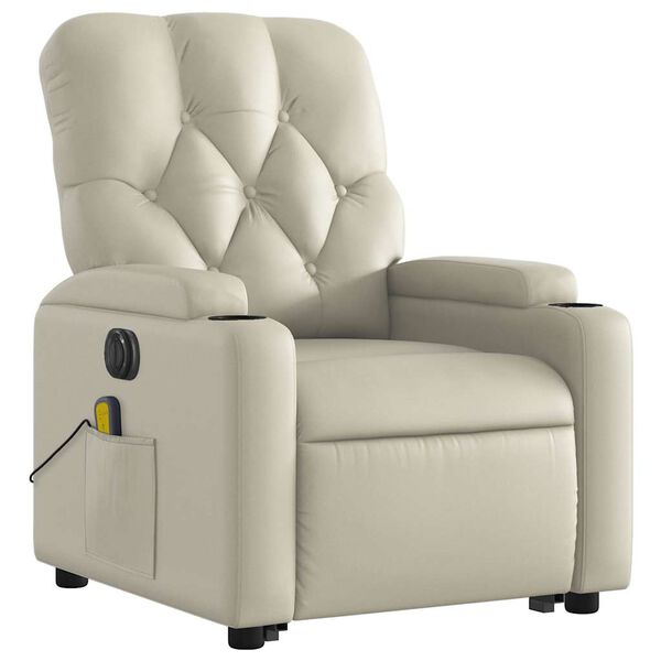 vidaXL Fauteuil inclinable de massage électrique crème similicuir