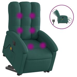 vidaXL Fauteuil inclinable de massage &eacute;lectrique vert fonc&eacute; tissu