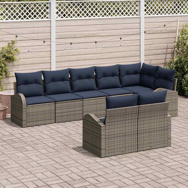 vidaXL Ensemble de canap&eacute; de jardin 8 pcs Gris polyrotin