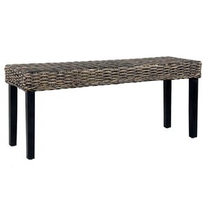 vidaXL Banc 110 cm Noir Rotin naturel kubu et bois d'acajou massif