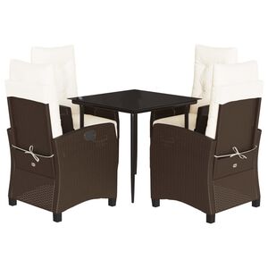 vidaXL Ensemble &agrave; manger de jardin 5 pcs et coussins marron poly rotin