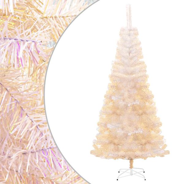 vidaXL Sapin de No&euml;l artificiel pointes iridescentes Blanc 180 cm PVC