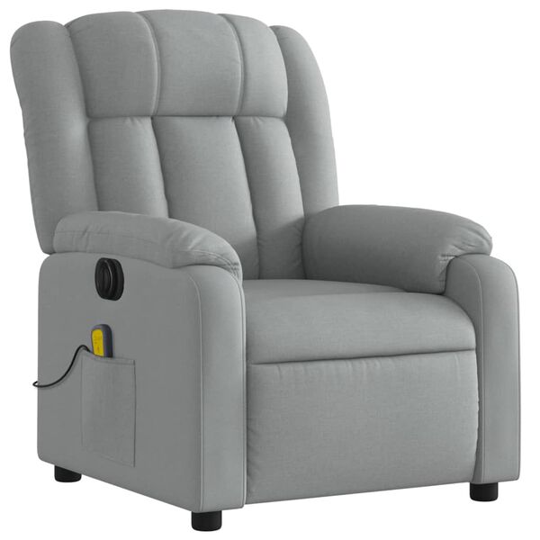 vidaXL Fauteuil inclinable de massage &eacute;lectrique gris clair tissu
