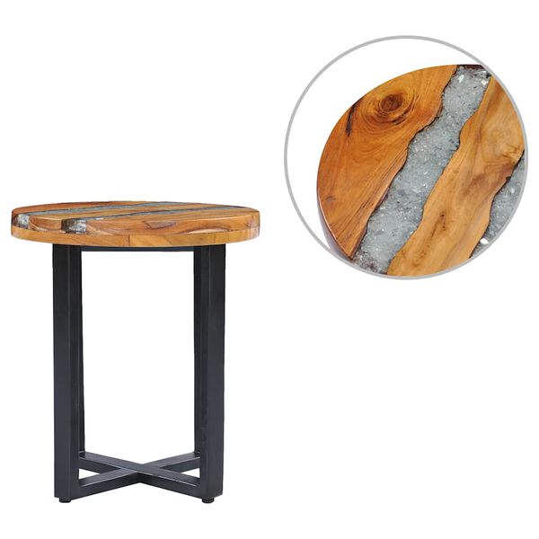 vidaXL Table basse 40x45 cm Bois de teck massif et polyr&eacute;sine