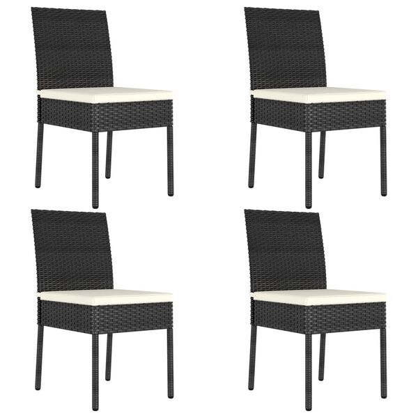 vidaXL Chaises &agrave; manger de jardin lot de 4 R&eacute;sine tress&eacute;e Noir