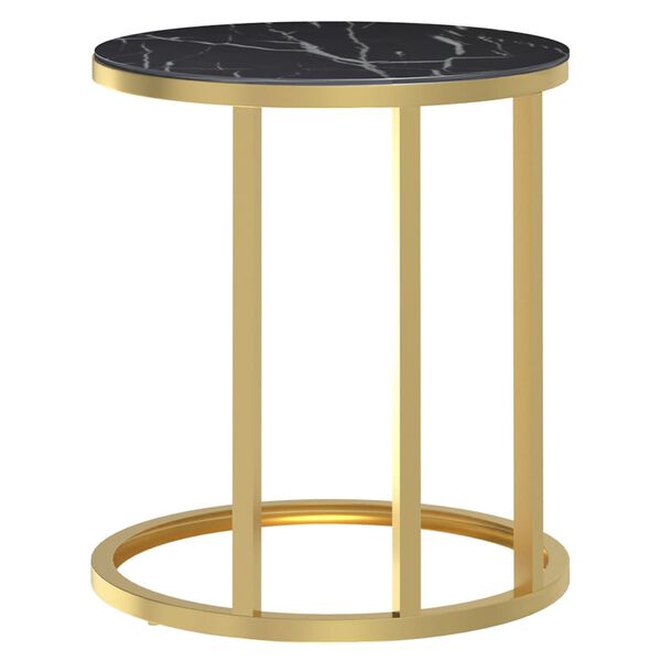 vidaXL Table d'appoint Dor&eacute; et marbre noir 45 cm Verre tremp&eacute;